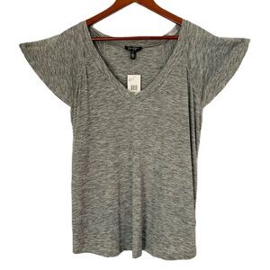 Jessica Simpson Top Women 1X Heathered Gray Gracie Black V Neck Comfy Casual NWT